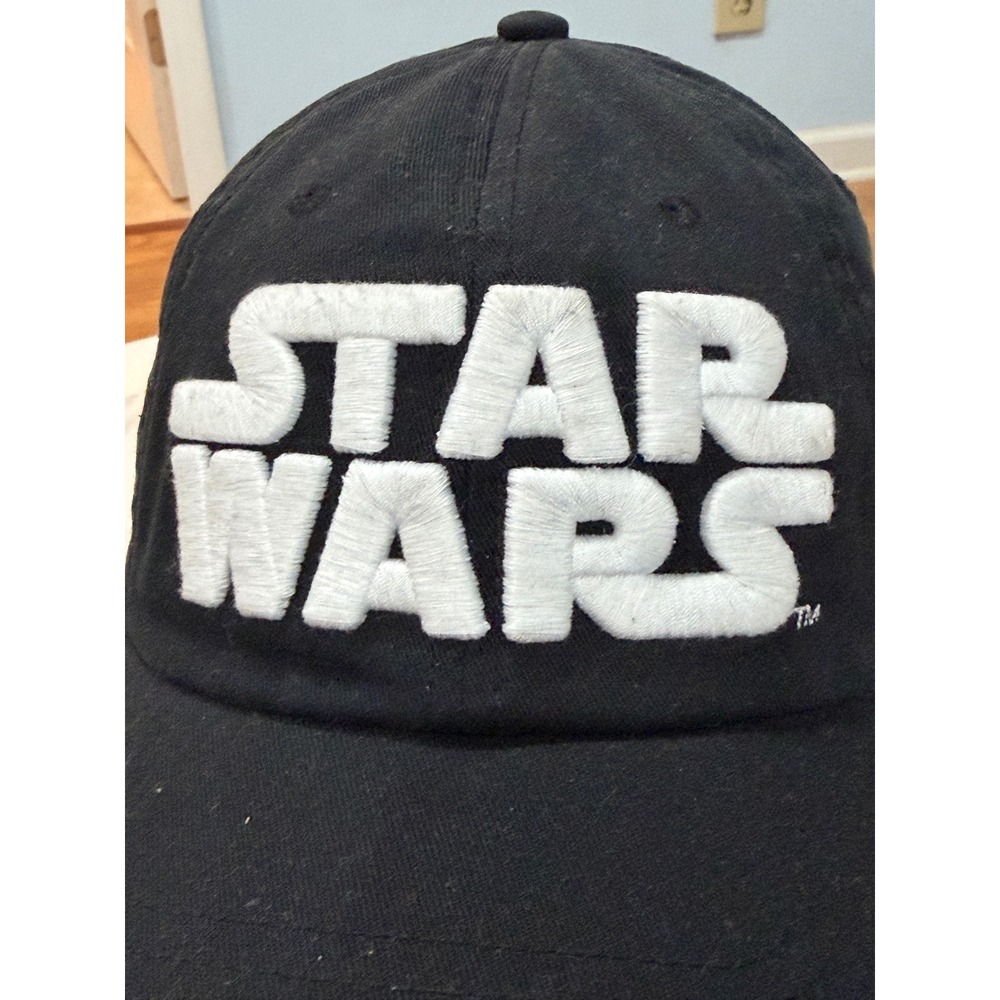 Star Wars Black Cotton Baseball Cap White Embroidered Logo Adjustable Dad Hat